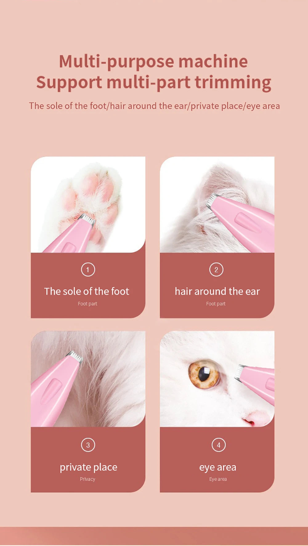 Professional Pet Paw Trimmer - Rechargeable Electric Grooming Clipper for Cats & Small Dogs