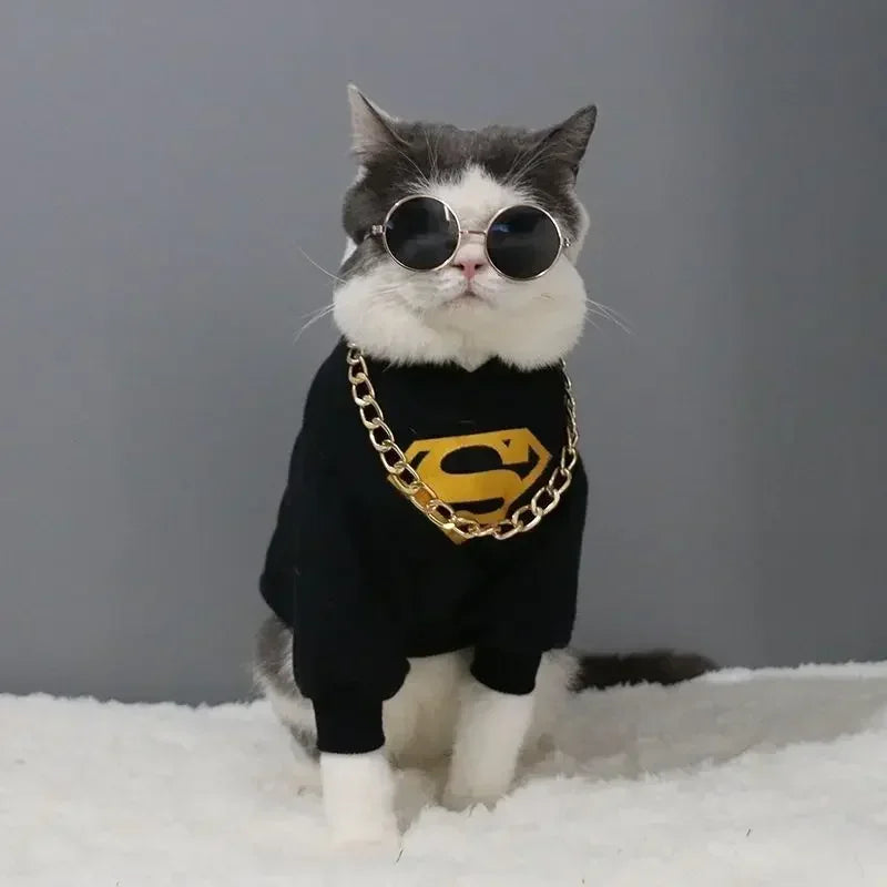 Cat Sunglasses with UV Protection - Cute Pet Photo Props for Cats & Small Dogs