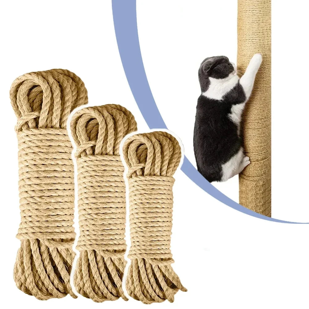 Natural Sisal Rope for Cat Scratching Posts - 10m/20m/50m DIY Cat Scratcher Repair & Furniture Protection