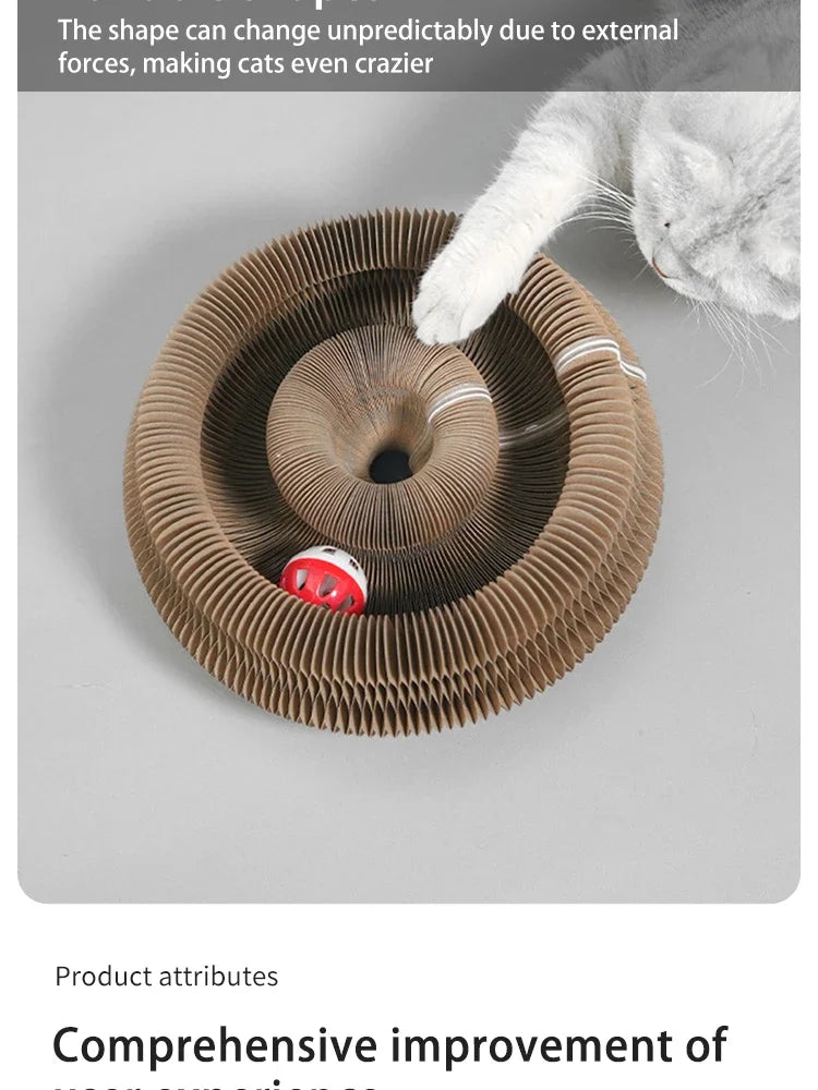 Transformable Cat Scratching Board - Magnetic Corrugated Cardboard Scratcher with Interactive Bell