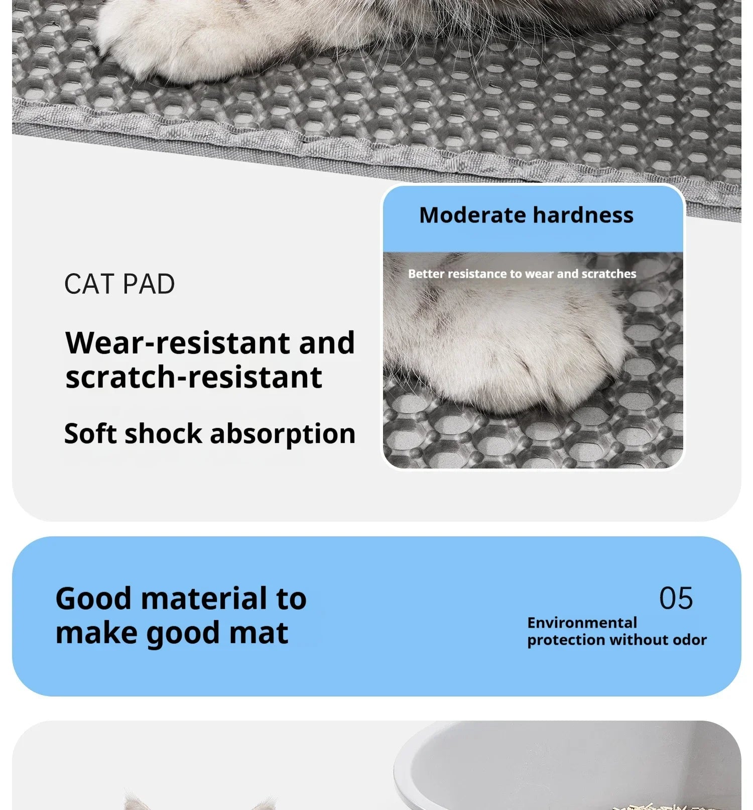 Double Layer Waterproof Cat Litter Mat 60x90cm - Anti-Slip Honeycomb Design with Easy Clean Technology