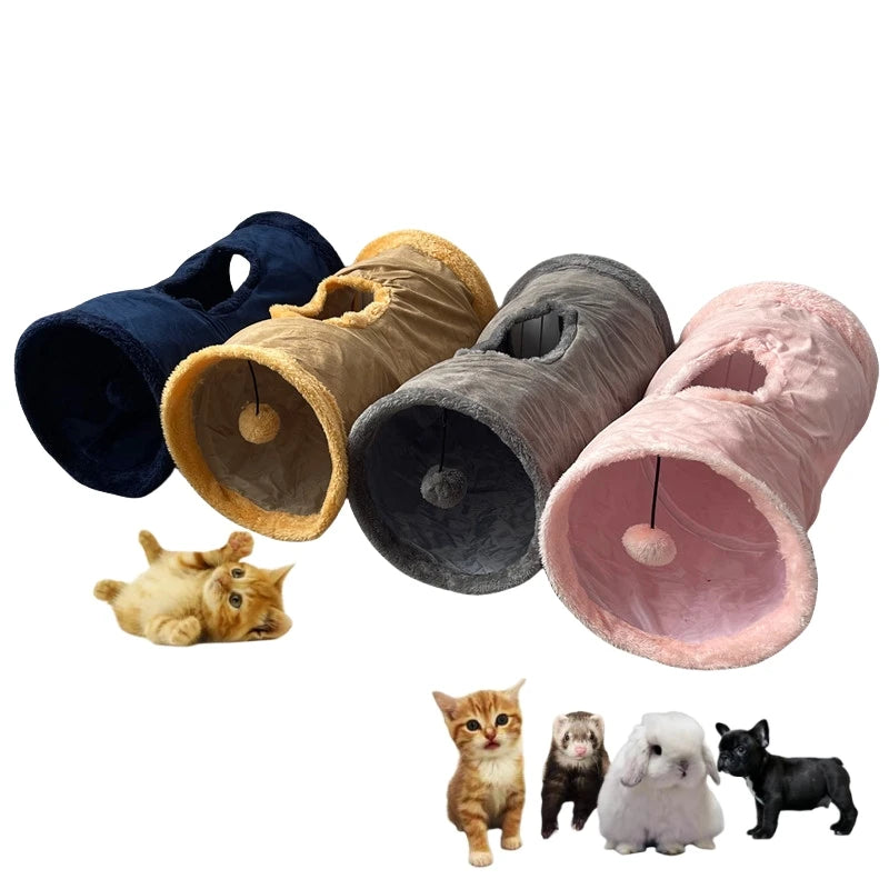 Collapsible Cat Tunnel - Interactive Play & Hide Toy for Cats, Kittens & Small Pets | Suede Finish | 2-Way & 3-Way Options Available