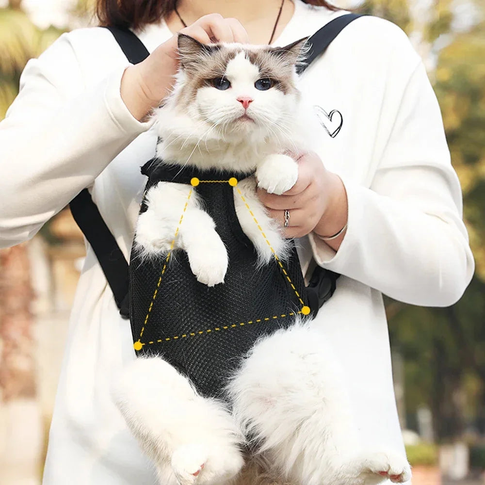 Cat Carrier Backpack - Breathable Front & Back Pet Rucksack for Outdoor Travel and Adventures