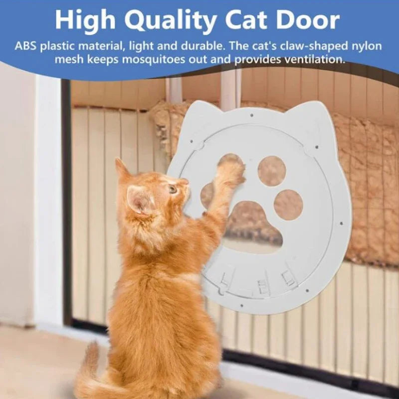 Magnetic Self-Closing Cat Flap for Screen Doors and Windows - Lockable Pet Door