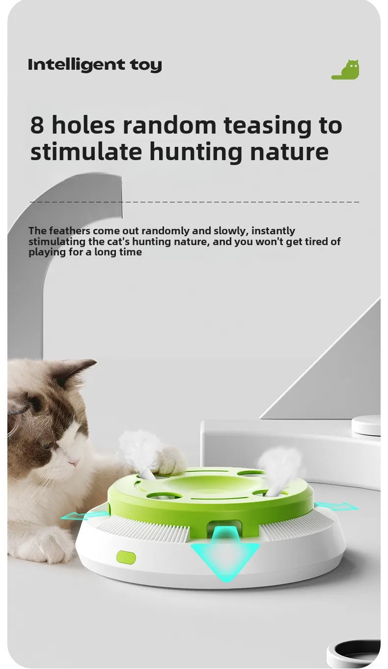 Interactive Cat Turntable Toy - Electric Rotating Feather Teaser with Automatic Motion for Indoor Cats and Kittens