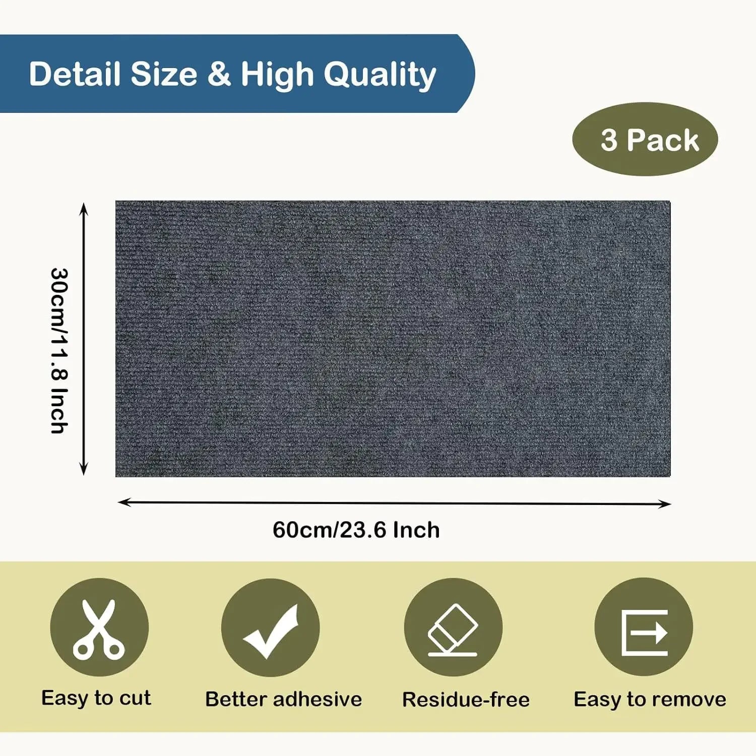 Self-Adhesive Cat Scratching Mat - Trimmable Furniture Protector for Sofas, Corners and Walls