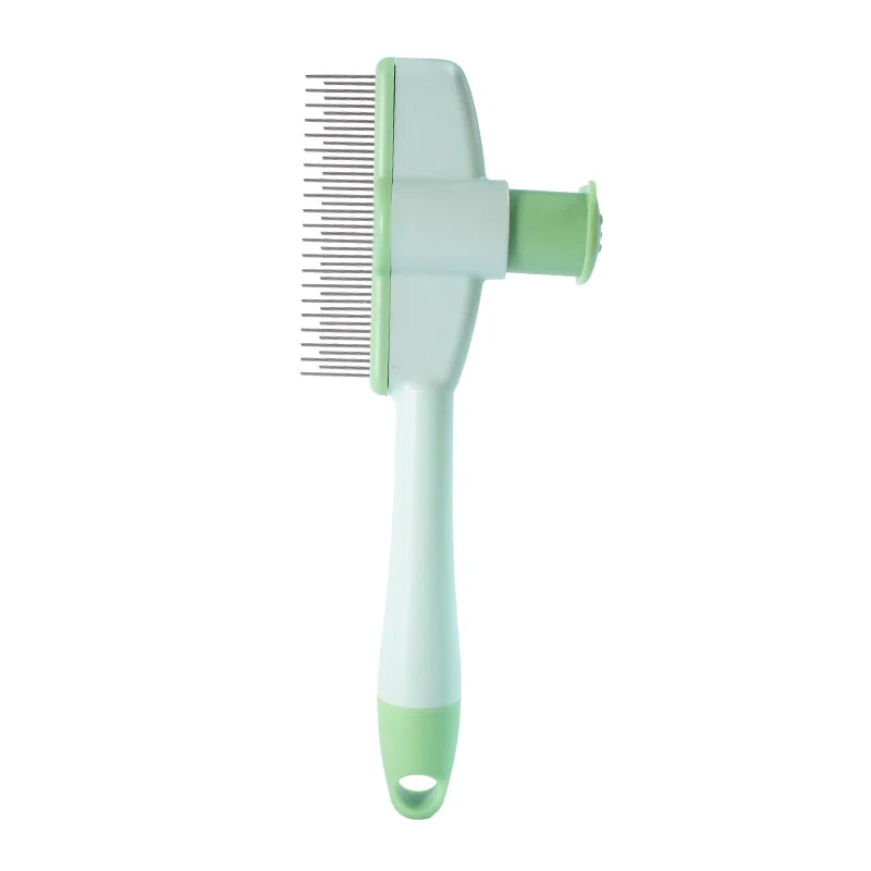 Self-Cleaning Cat Grooming Comb - Stainless Steel Pin Brush for Removing Loose Fur & Detangling