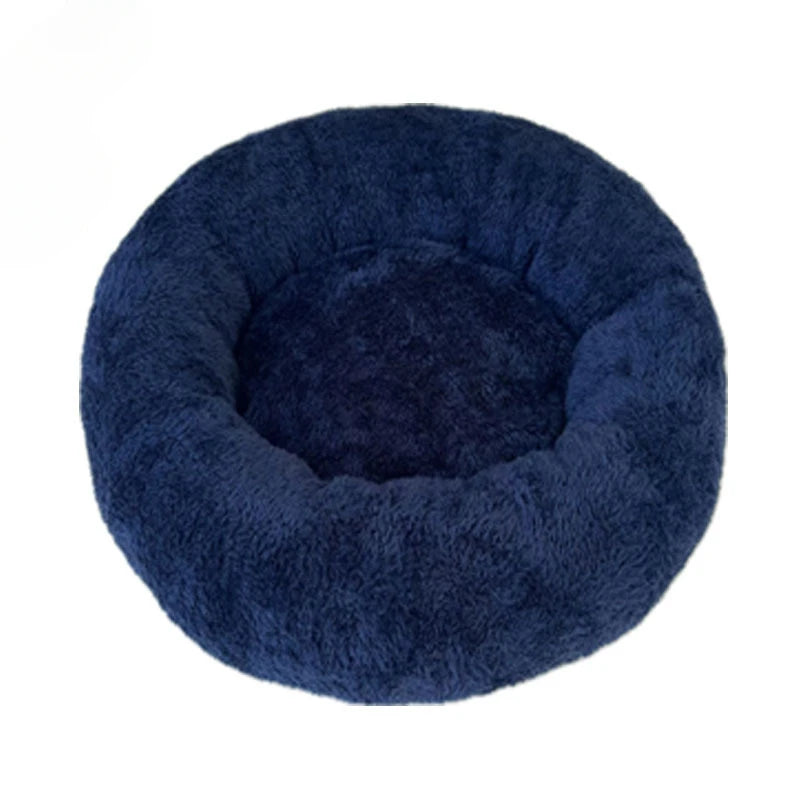 Luxurious Round Plush Cat Bed - Cosy Donut Design with Removable Washable Cover
