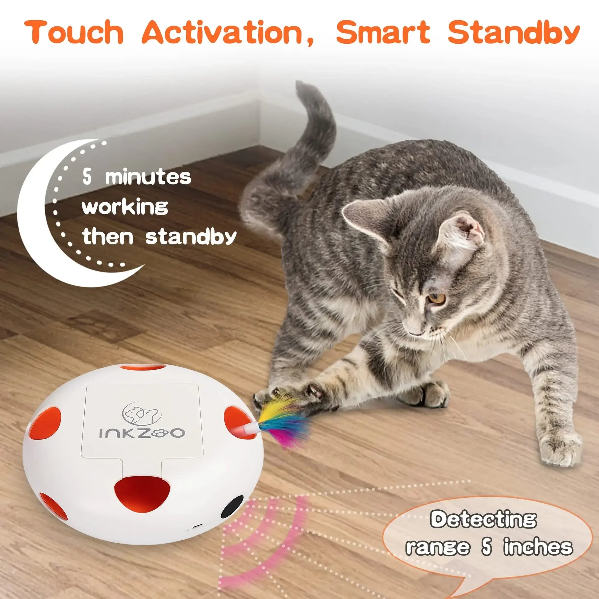Interactive Whack-A-Mole Cat Toy - 7 Hole Automatic Feather Game with Smart Sensor for Indoor Cats