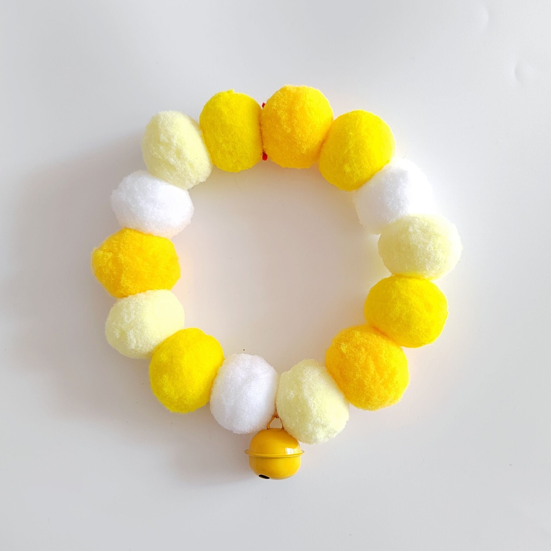 Adorable Pom Pom Cat Collar with Bell - Fluffy Gradient Color Party Collar
