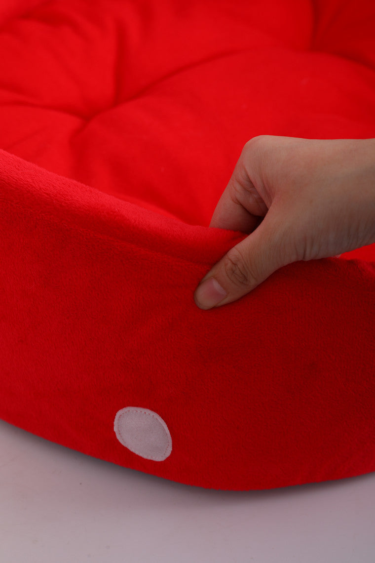 Adorable Strawberry Cat Bed - Plush Round Nest with Removable Cushion for Ultimate Cat Comfort