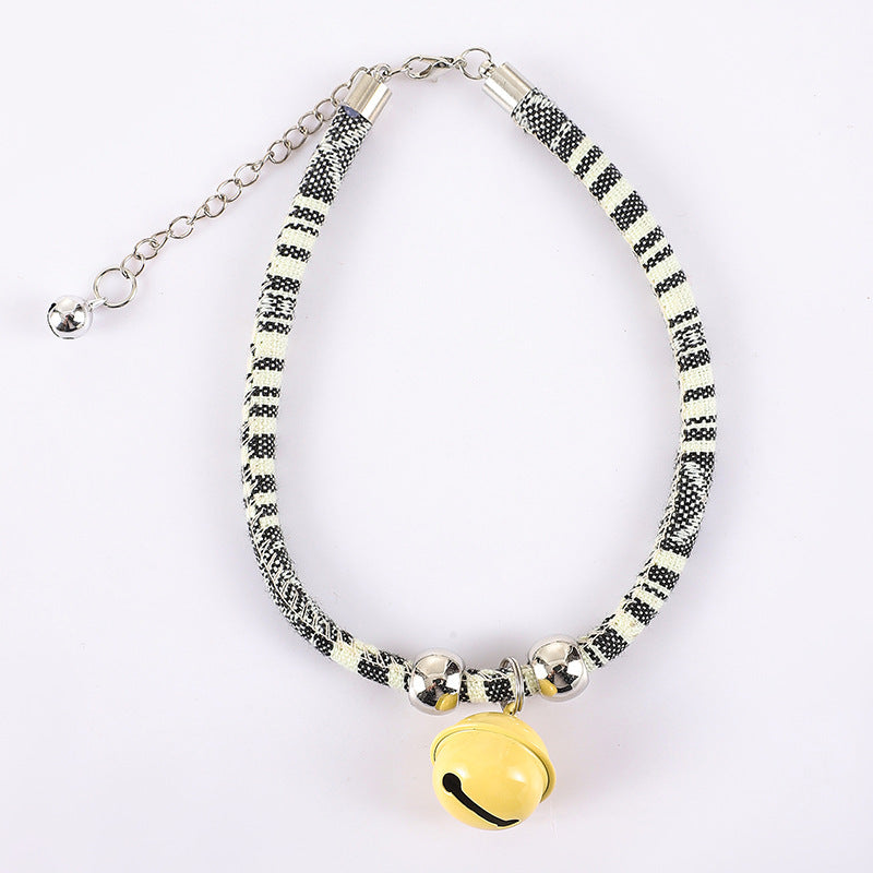 Boho Woven Cat Collar with Bell - Colorful Ethnic Pattern Adjustable Collar