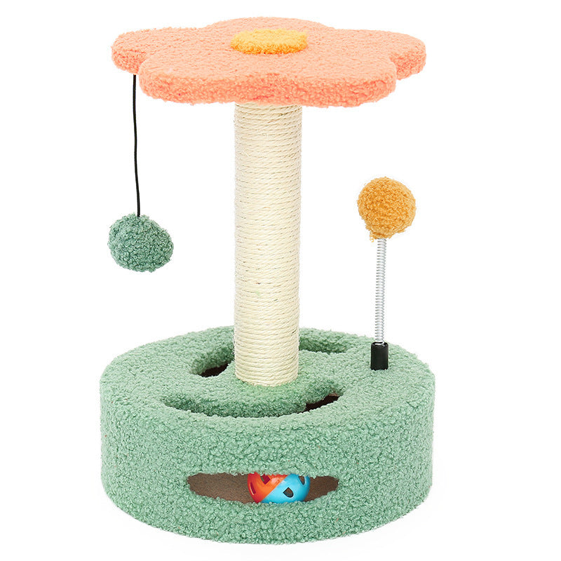 Interactive Cat Scratching Post - Flower Design with Multiple Play Features