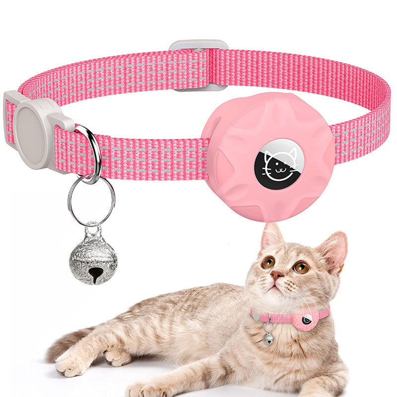 Reflective Cat Collar with AirTag Holder - Adjustable Safety Collar with Bell and Breakaway Buckle