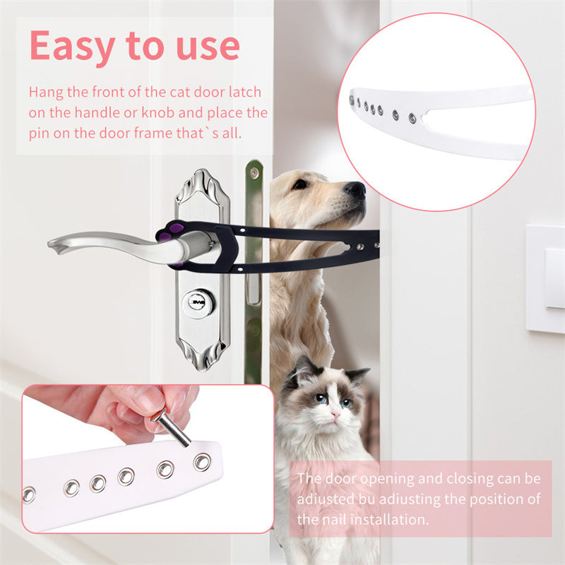 Adjustable Pet Safety Door Latch - Universal Child & Pet Proof Lock for Door Handles