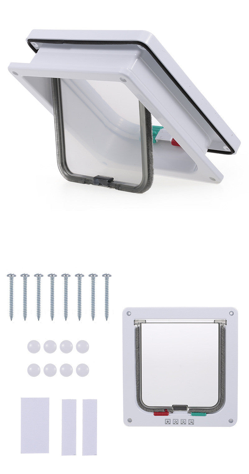 4-Way Locking Cat Door - Multiple Sizes Available (White & Brown)