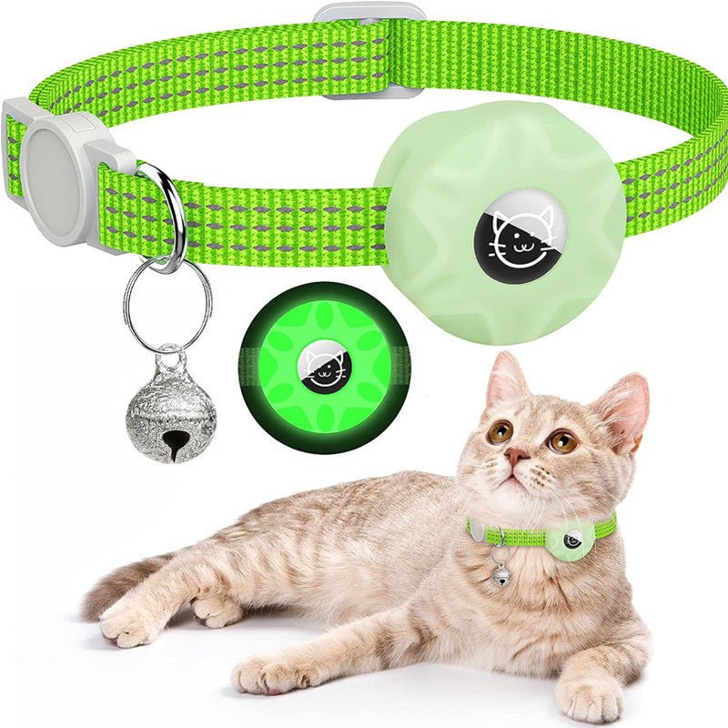 Reflective Cat Collar with AirTag Holder - Adjustable Safety Collar with Bell and Breakaway Buckle