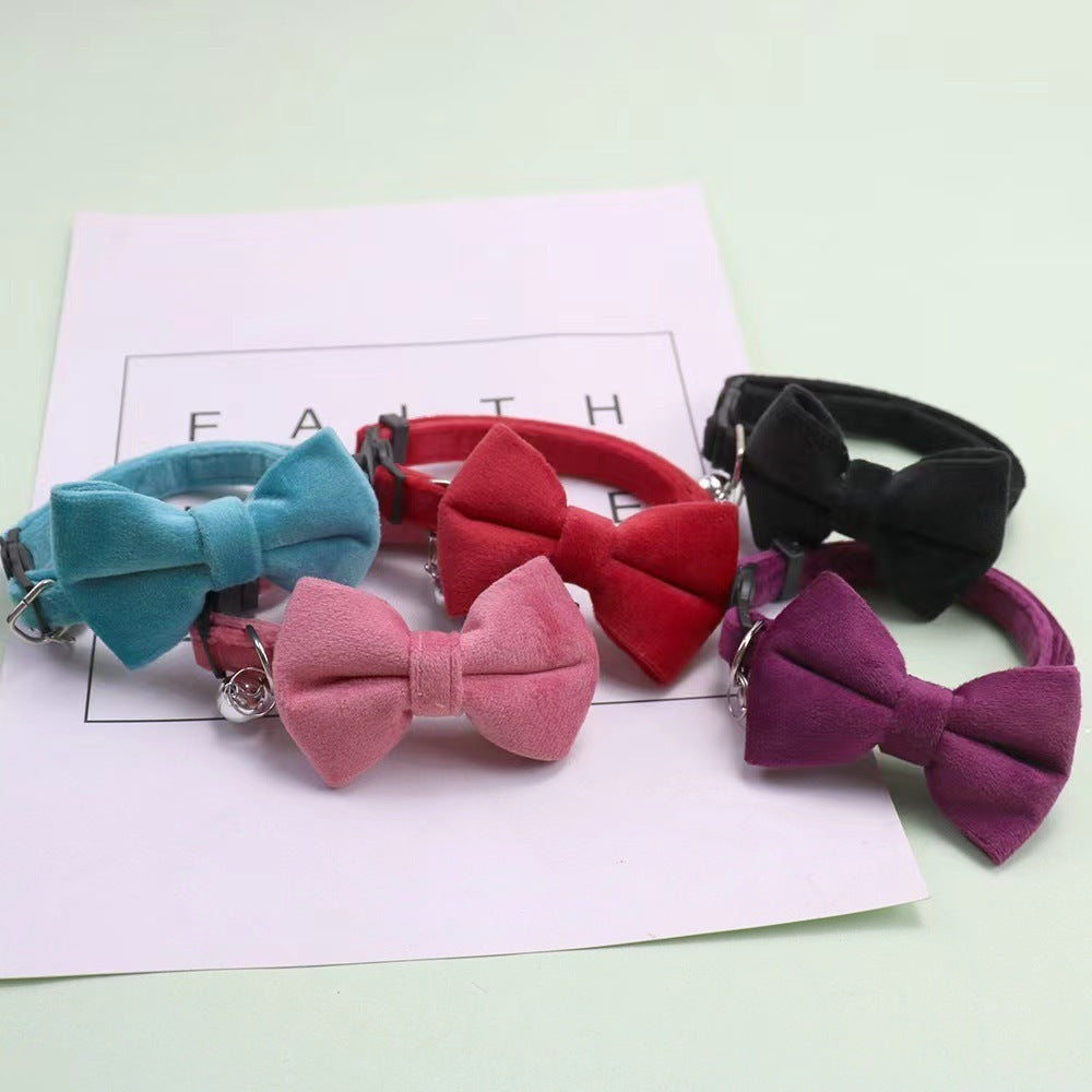Premium Suede Bow Tie Cat Collar with Bell - Adjustable Comfort & Style