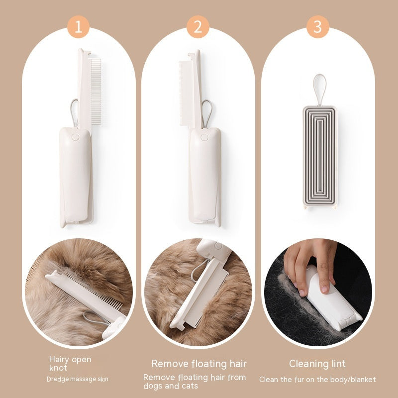3-in-1 Portable Cat Grooming Kit - De-Shedding Brush, Dematting Comb & Lint Remover Set