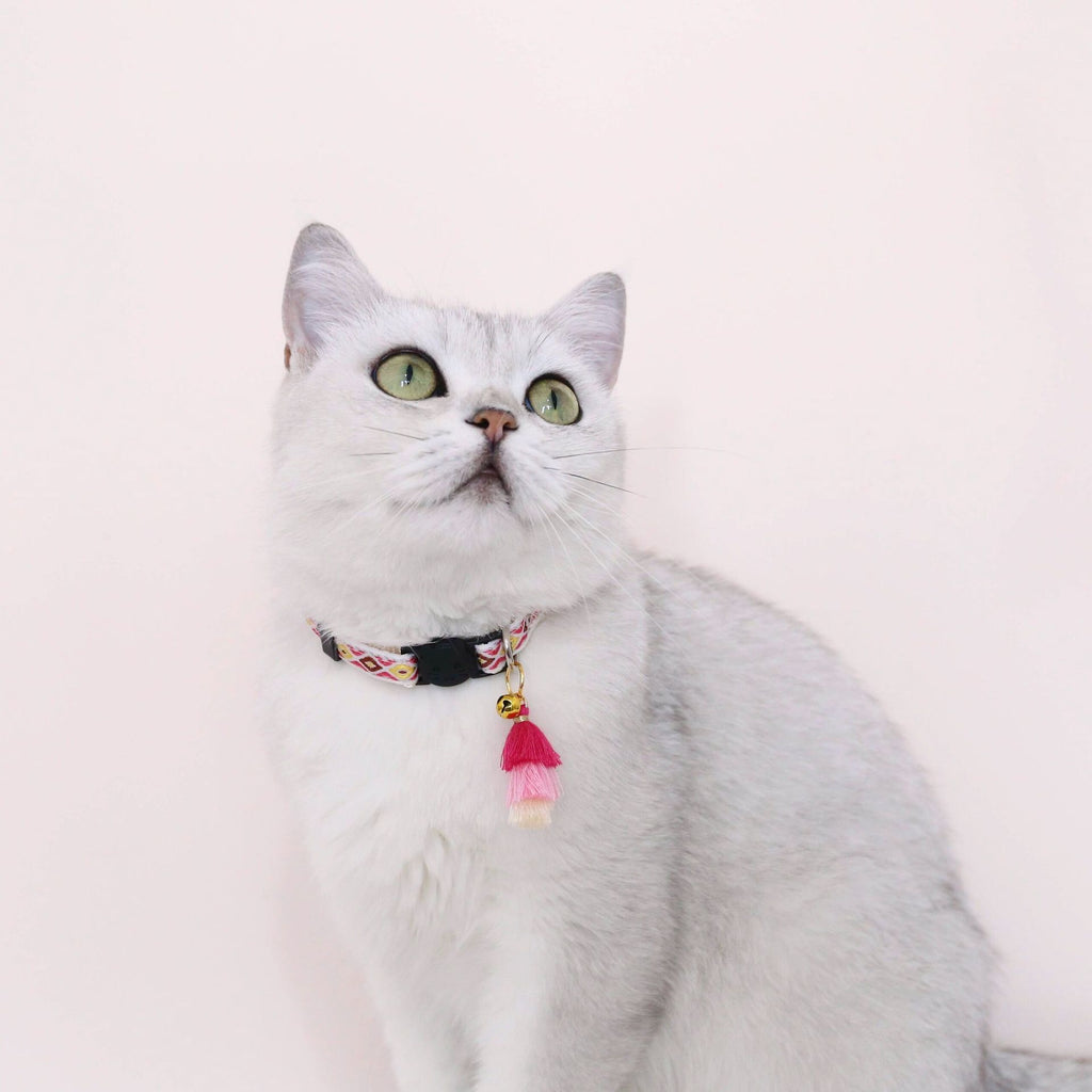 Boho Chic Double-Layer Cat Collar with Colourful Tassels & Safety Bell