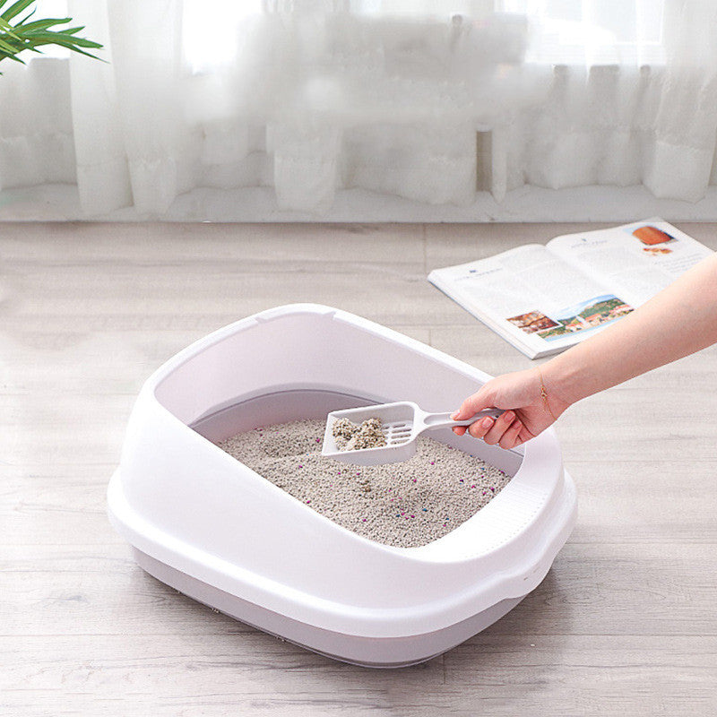 Semi-Enclosed Cat Litter Box - Large Size with Splash Guard & Easy-Clean Design
