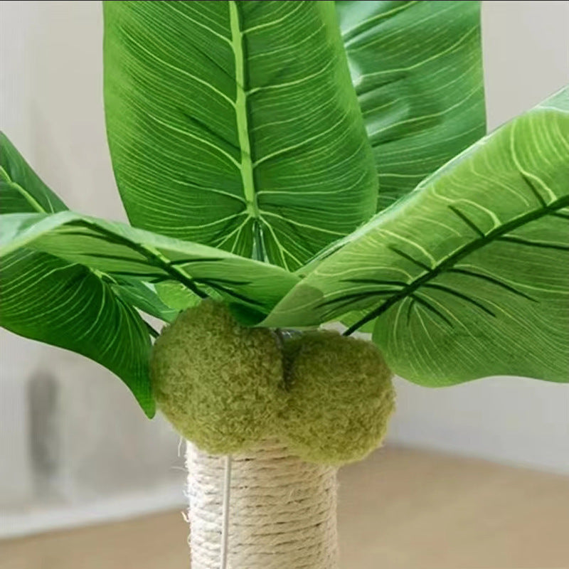 Tropical Paradise Cat Tree - Natural Sisal Scratching Post with Hanging Fruit Toys & Lush Foliage