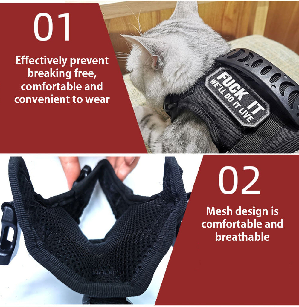 Adjustable Tactical Cat Harness & Leash Set - Heavy-Duty Nylon with Military-Inspired Design