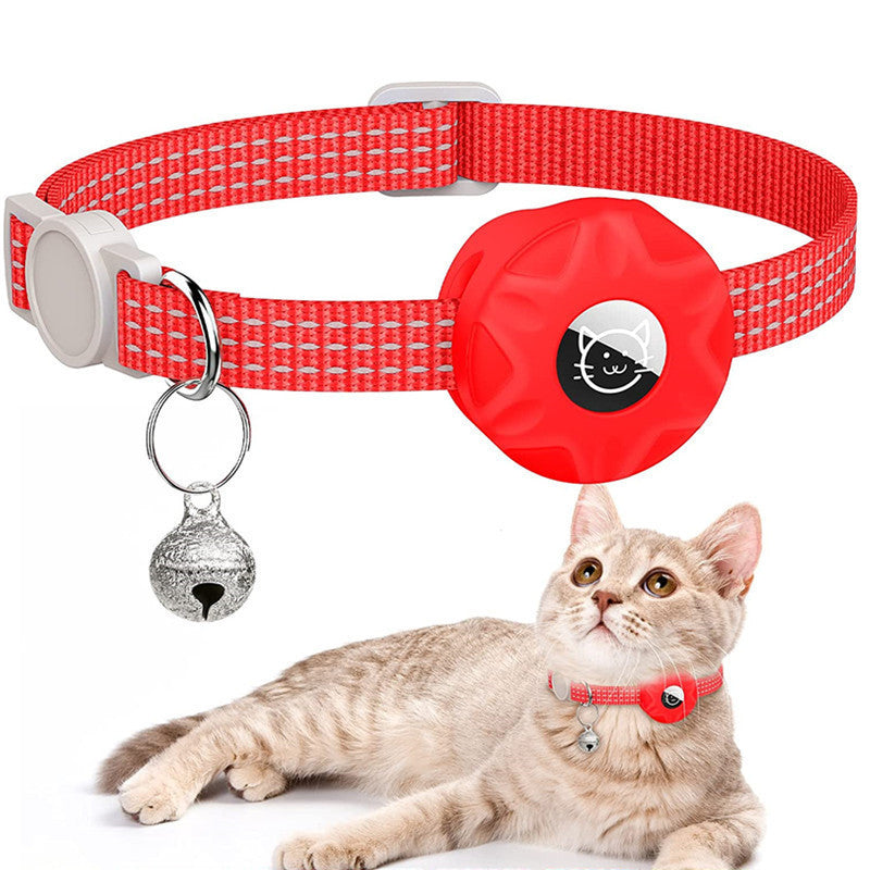 Reflective Cat Collar with AirTag Holder - Adjustable Safety Collar with Bell and Breakaway Buckle