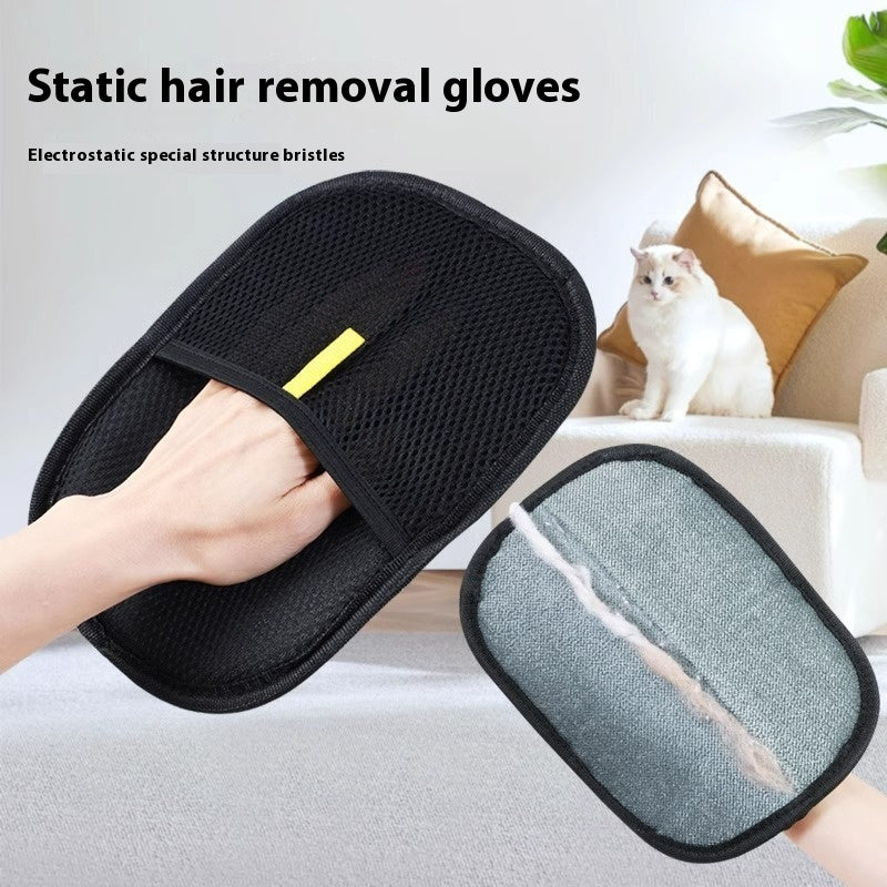 Electrostatic Pet Hair Remover Gloves - Dual-Sided Grooming Mitts for Dogs & Cats