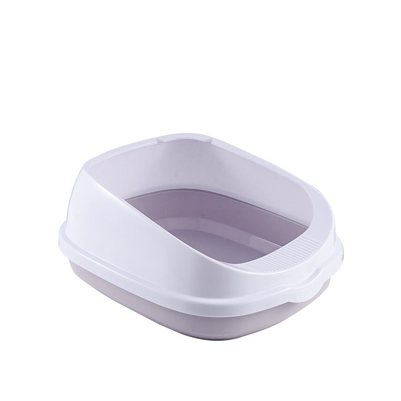 Semi-Enclosed Cat Litter Box - Large Size with Splash Guard & Easy-Clean Design
