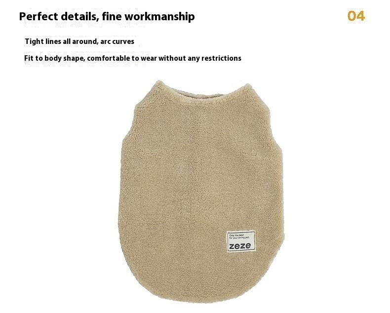 Plush Fleece-Lined Cat Vest - Anti-Static Warmth with Button-Front Design