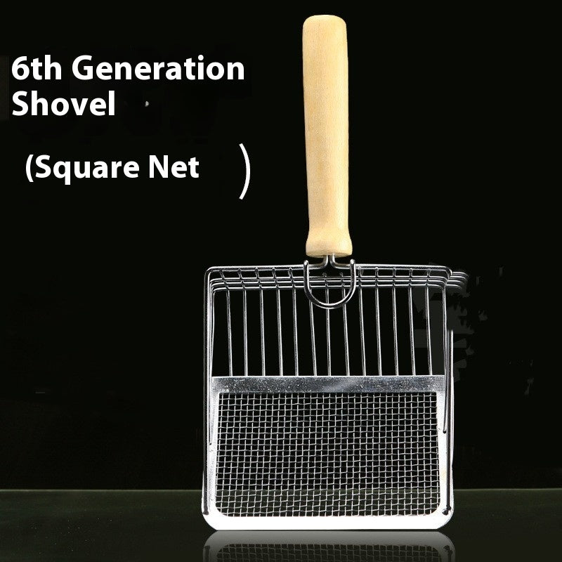 Premium Metal Cat Litter Scoop with Wooden Handle