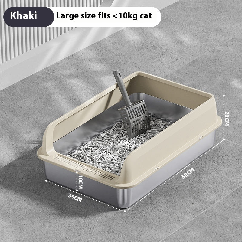 Premium Stainless Steel Cat Litter Box - Odor-Resistant & Easy-Clean with Matching Scoop