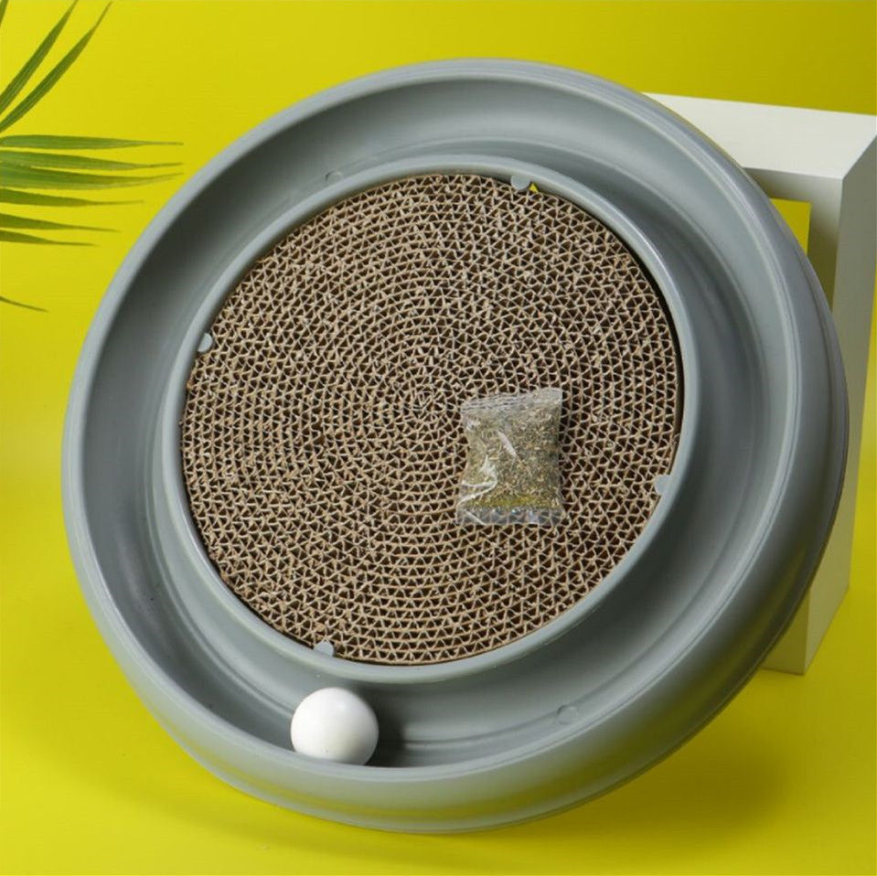 Interactive Cat Scratcher Bowl with Rolling Ball Toy - Circular Scratching Pad & Play Station