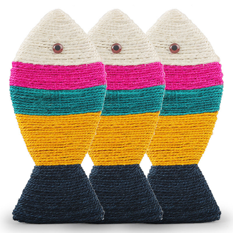 Colorful Fish-Shaped Sisal Scratching Pad - Natural Fiber Cat Scratcher & Play Toy