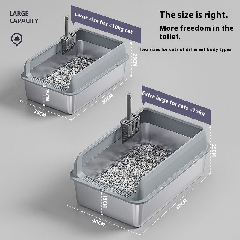 Premium Stainless Steel Cat Litter Box - Odor-Resistant & Easy-Clean with Matching Scoop