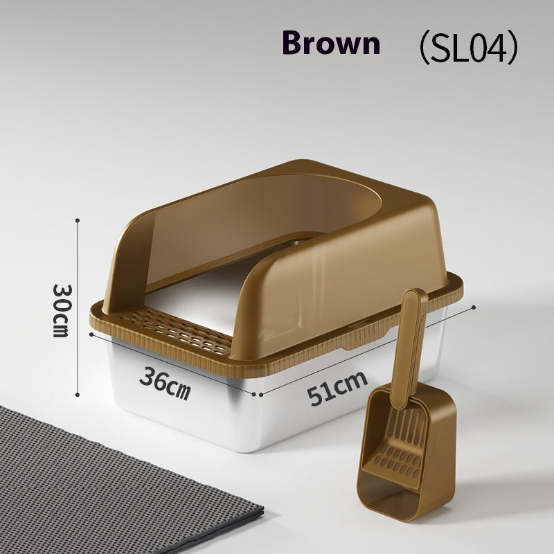 Premium Double-Layer Stainless Steel Cat Litter Box with Insulation Pad & Multi-Function Scoop