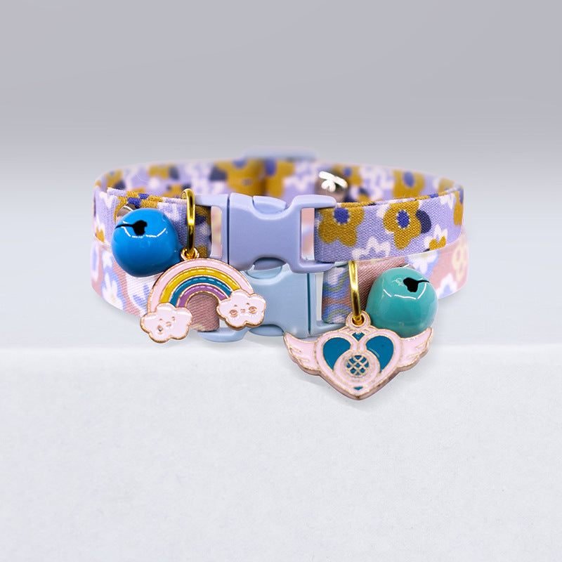 Floral Fantasy Cat Collar Collection - Adorable Charms & Bell for Everyday Style