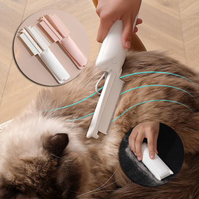 3-in-1 Portable Cat Grooming Kit - De-Shedding Brush, Dematting Comb & Lint Remover Set