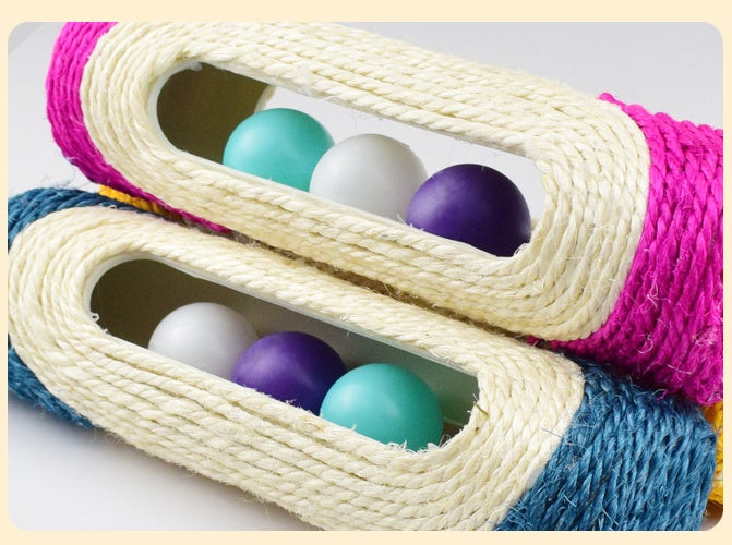 Interactive Sisal Ball Tunnel Toy - Multi-Level Cat Entertainment with Rolling Balls & Scratching Surface