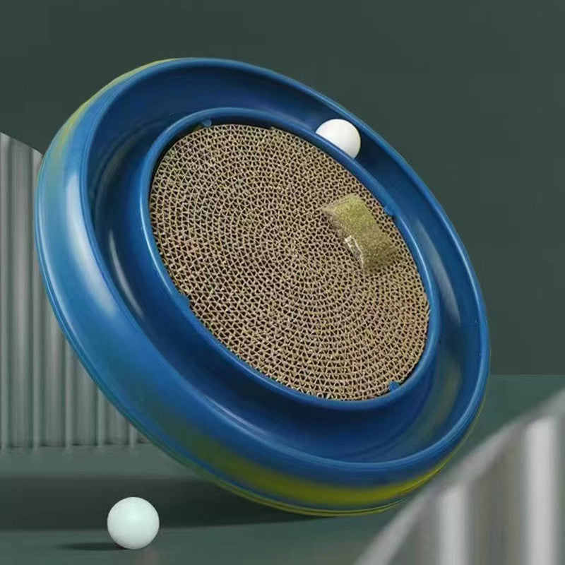 Interactive Cat Scratcher Bowl with Rolling Ball Toy - Circular Scratching Pad & Play Station