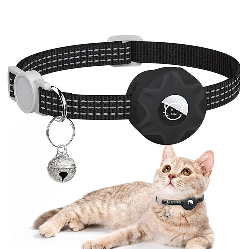 Reflective Cat Collar with AirTag Holder - Adjustable Safety Collar with Bell and Breakaway Buckle