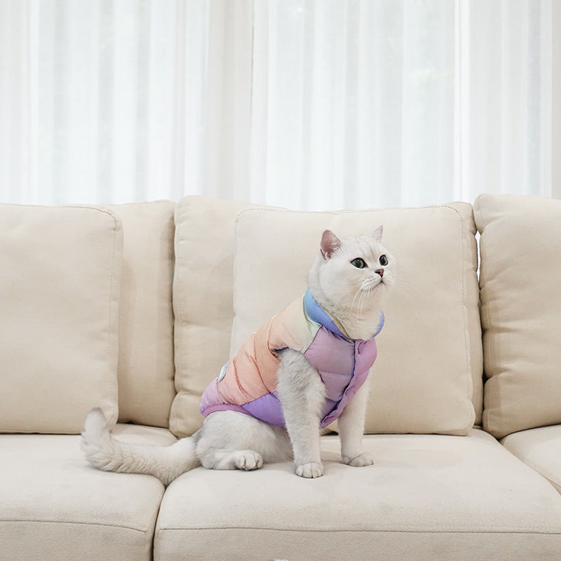 Vibrant Cat Winter Vest - Stylish Casual Wear for Active Felines