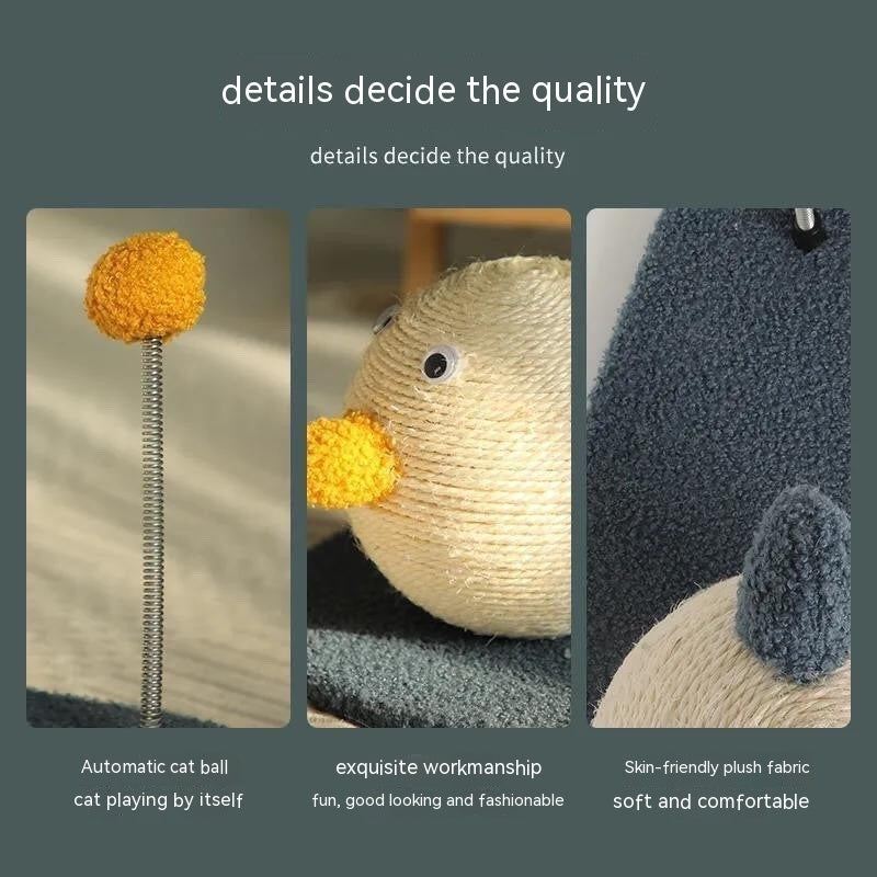 Duck Scratching Post with Interactive Spring Ball - Cute Bird Design Scratcher