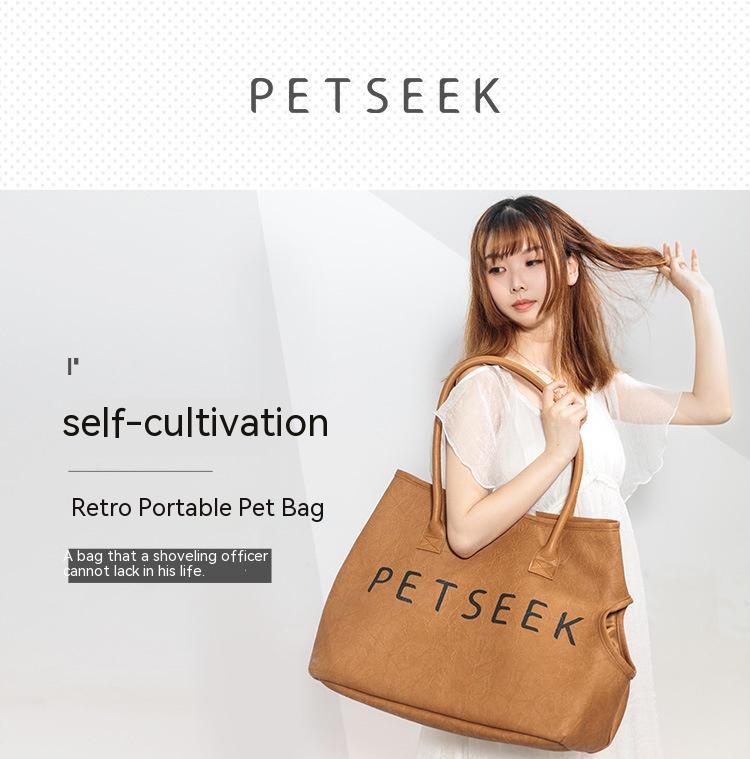 PETSEEK Designer Tote Pet Carrier - Premium Vegan Leather with Oxford Lining