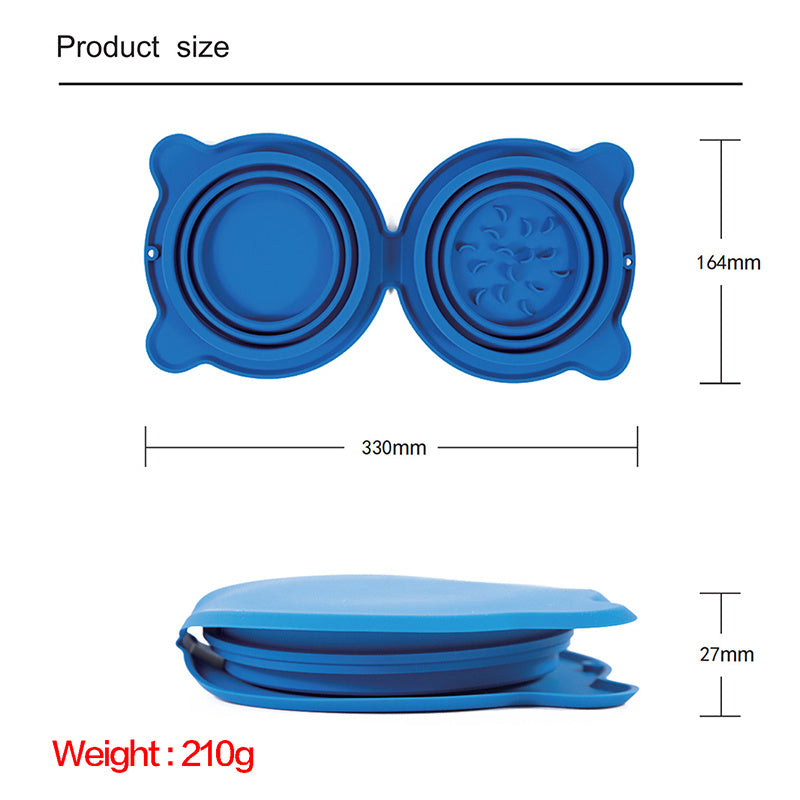 Collapsible Silicone Pet Bowl Set - Portable Travel Feeding & Water Bowls with Slow Feeder Design