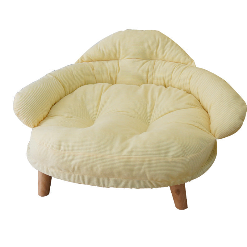 Elevated Cat Sofa Bed - Premium Wooden Pet Lounger with Plush Cushion