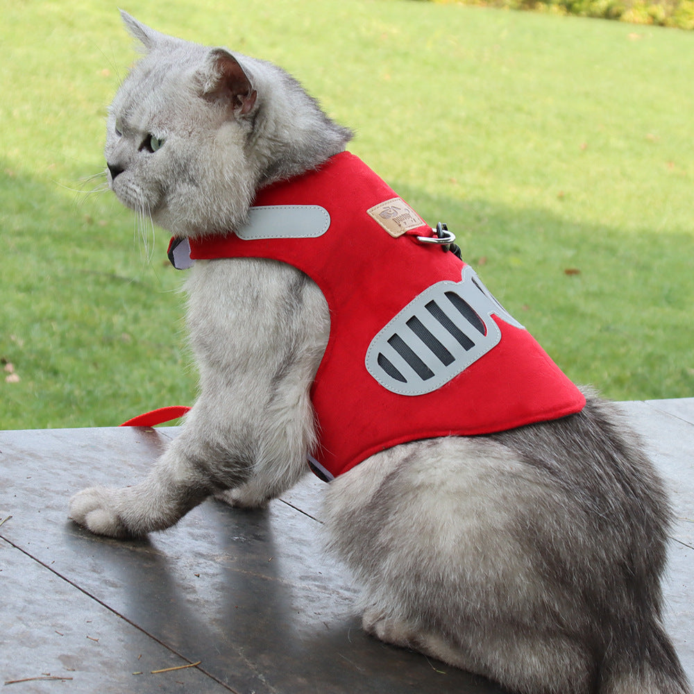 Soft Suede-Feel Cat Harness with Reflective Safety Design - Breathable Mesh Construction