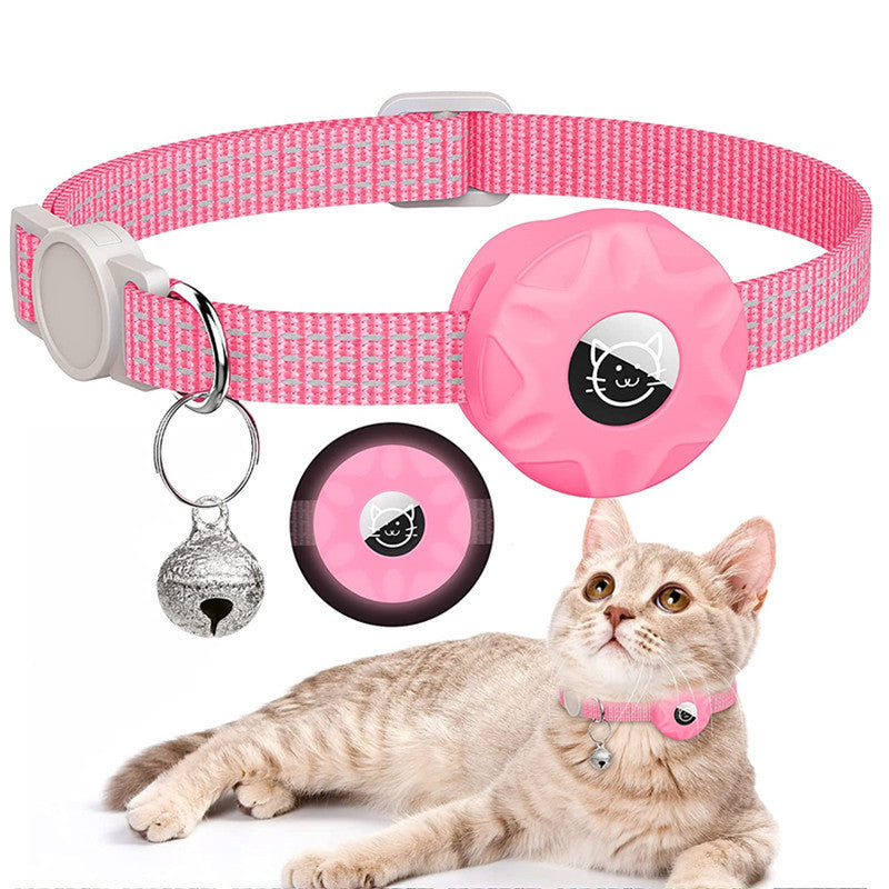 Reflective Cat Collar with AirTag Holder - Adjustable Safety Collar with Bell and Breakaway Buckle
