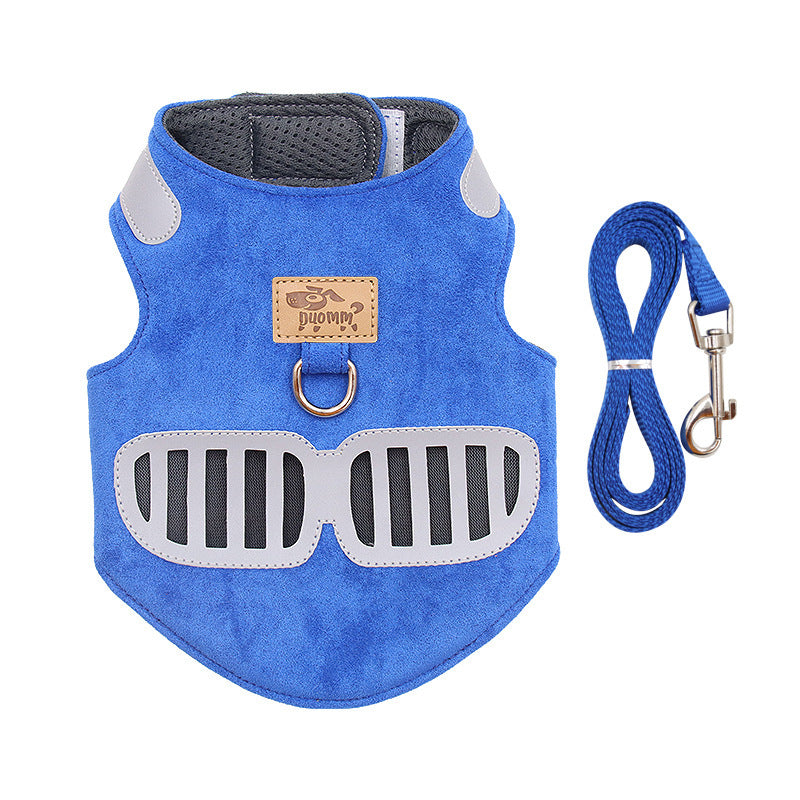 Soft Suede-Feel Cat Harness with Reflective Safety Design - Breathable Mesh Construction